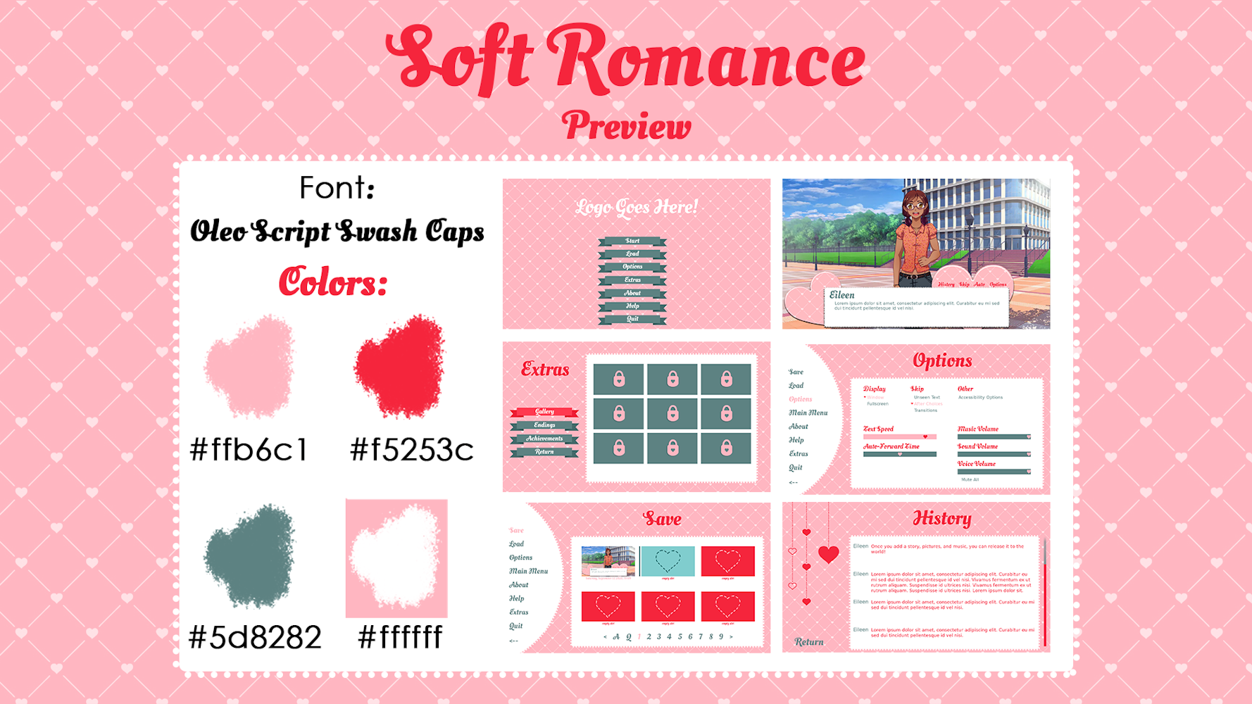 Ren'py visual novel GUI Kit graphics and code by Jaime Scribbles ...